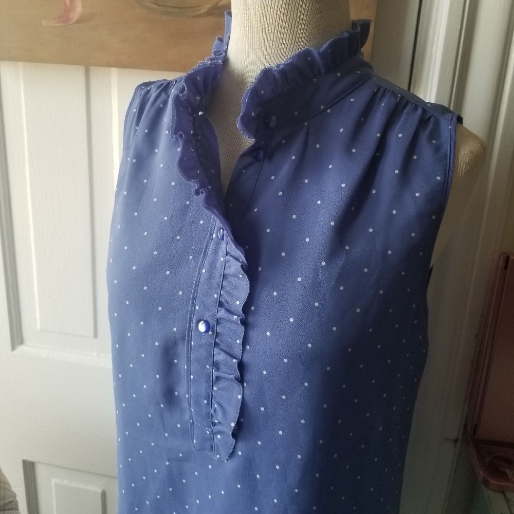 J CREW PERIWINKLE BLUE RUFFLE SLEEVELESS SIZE 4